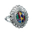 Southwestern Manmade Multicolor Inlay Sterling Silver Ring Size 7-1/4 JX130284